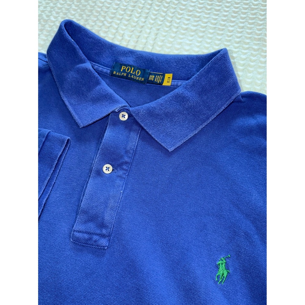 Polo Ralph Lauren Polo Shirt Mens 3XB Blue Green Pony Mesh Cotton Short Sleeve
